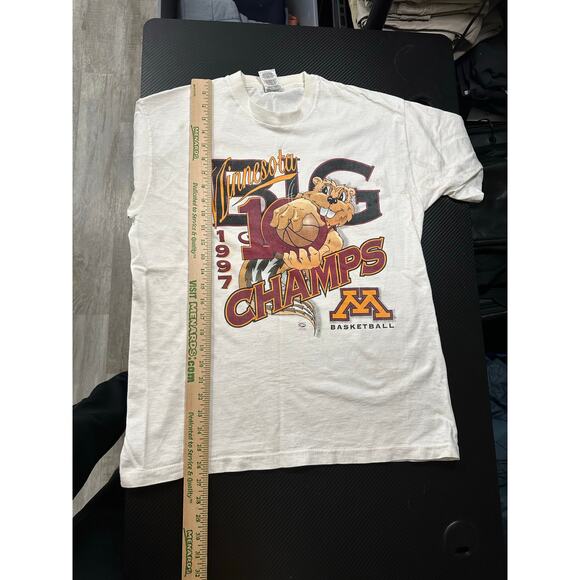 Vintage 1997 Minnesota Gophers Basketball Big 10 Champs Graphic Tee Large - Picture 7 of 10